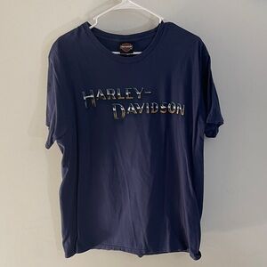 Harley-Davidson Dark Blue Tee with Metallic Logo